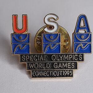 USA Special Olympics World Games Connecticut 1995 Enamel Lapel Pin Vtg